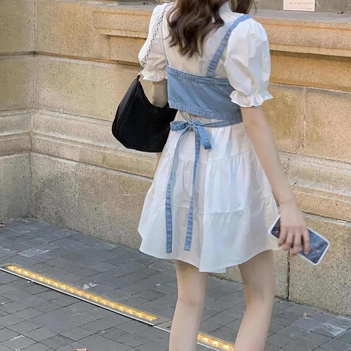 Puff sleeve dress suit women's autumn and summer new Korean-style ins temperament mid-length first love shirt dress two-piece set